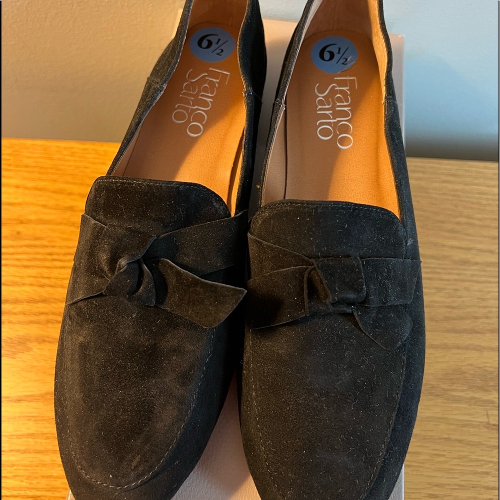 NEW Franco Sarto Black Suede Loafers
